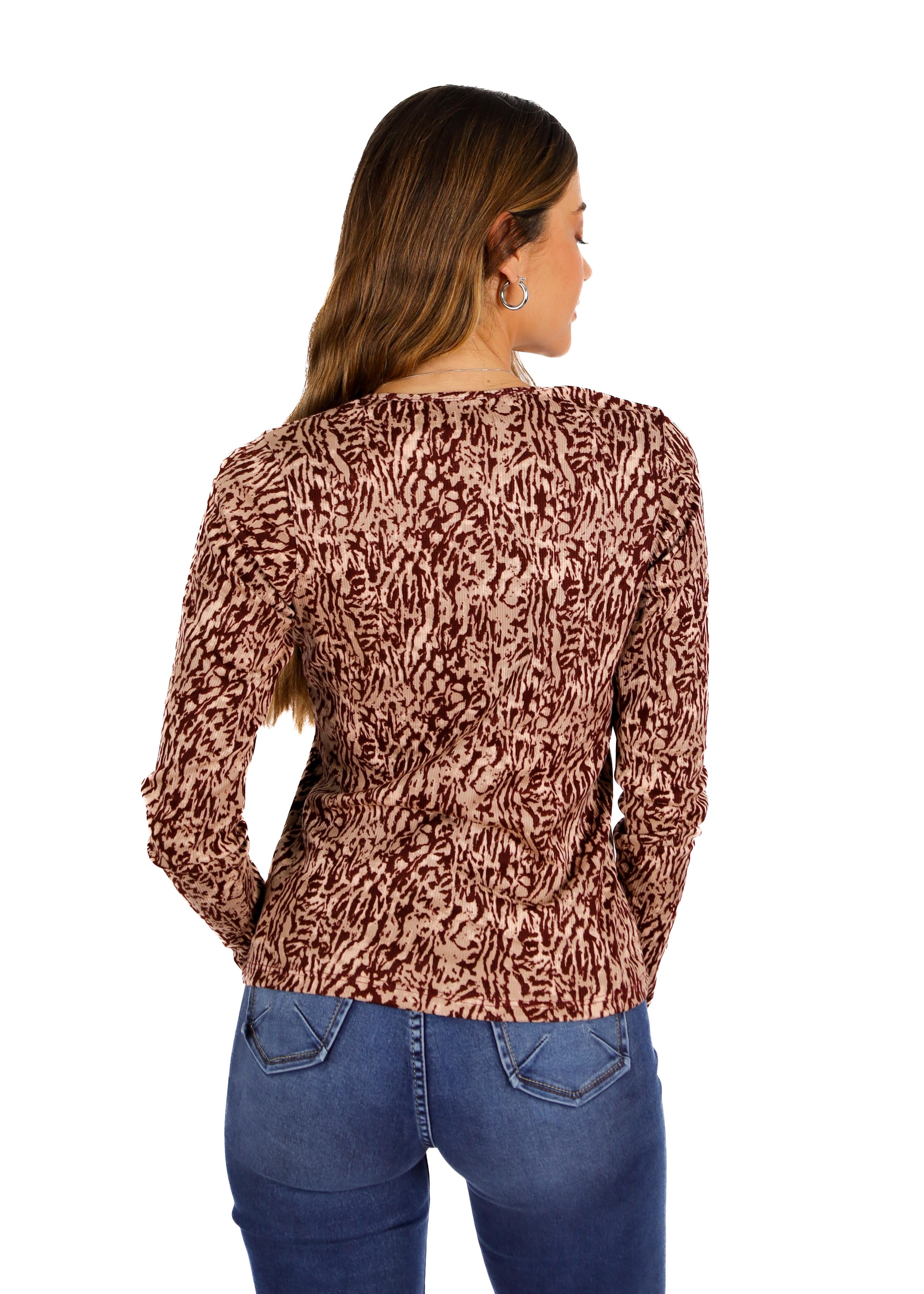 Polera Mila I Burdeo Print  Divino Jeans